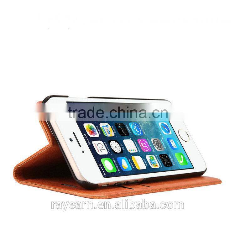 Business name card holder card slot leather case cover for iPhone 6 with genuine leather