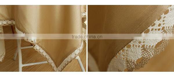 100% Polyester fake silk table cloth with ribbons