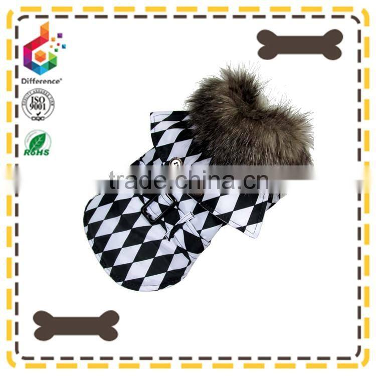 black fashion Louis checkerboard dog rain hat coat
