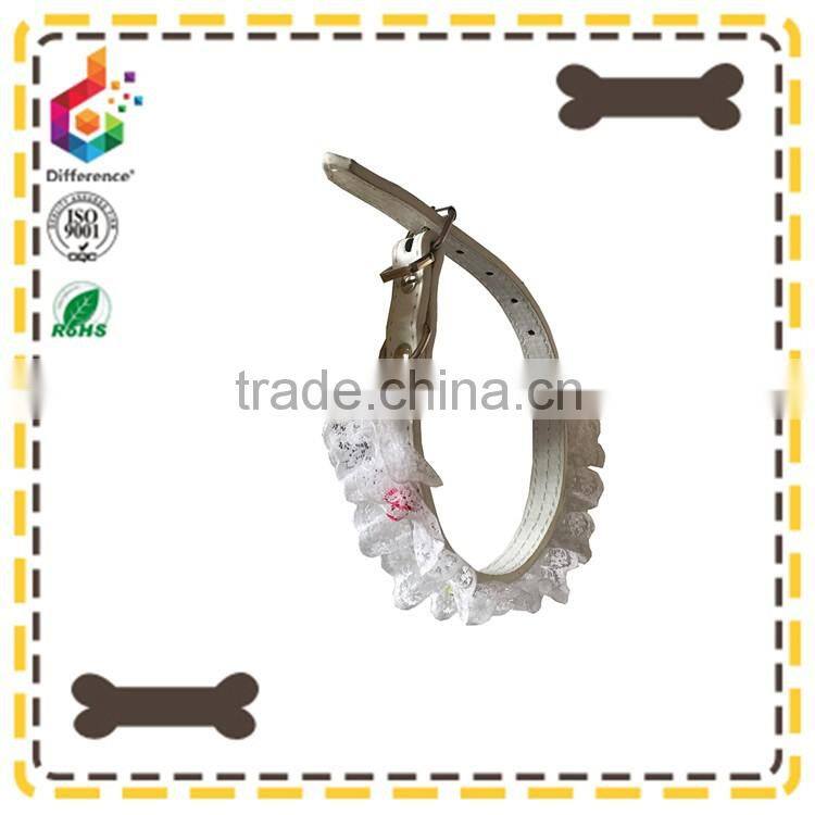 White lace PU dog collar