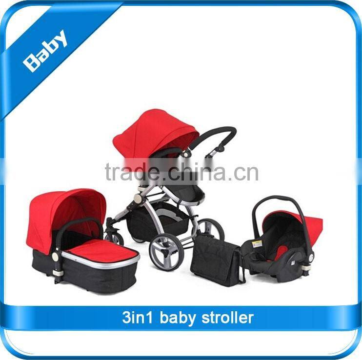 EN 1888 colorful AL frame air wheel 3in1 baby stroller with car seat and carrycot