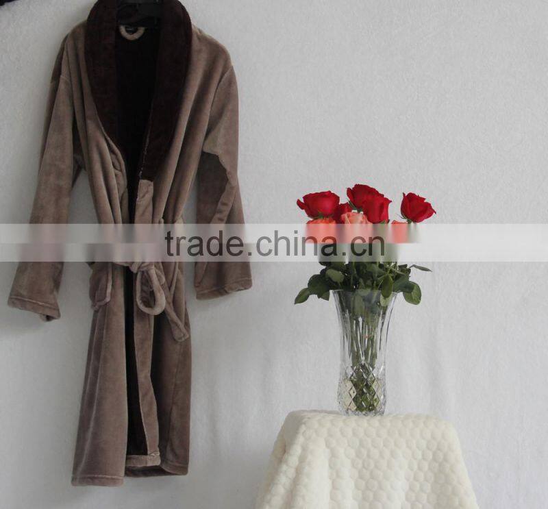 coral fleece bathrobe long pajamas coffee brown color
