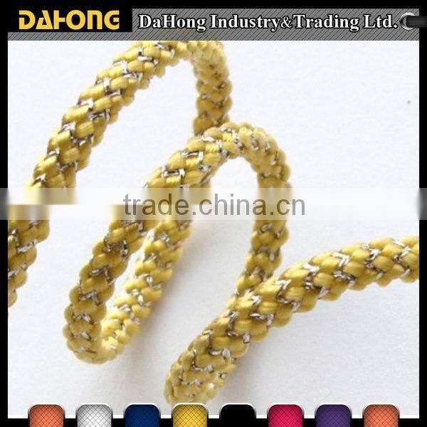 fashion design silver glitter decorative braided polyester rope