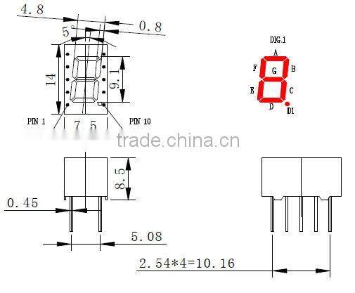 High efficiency one digit 7-segment led display screen