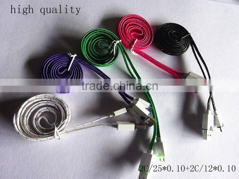 new design braid dual color flat micro cable