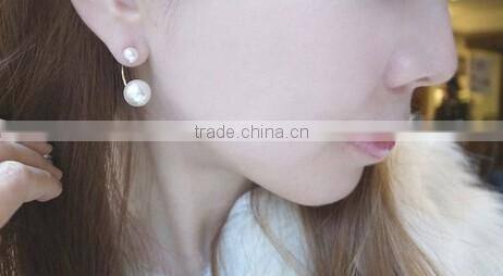 BEST SELLING Ladies pearl Stud Earrings 1x2" Double Pearl Earrings/