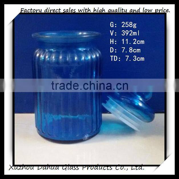 400ml coating stripe glass storage jar with glass cap
