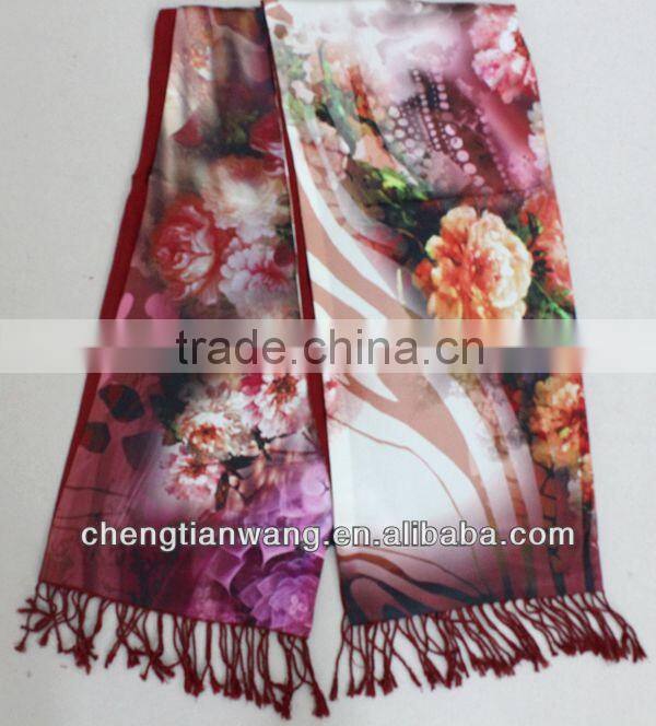100% silk digital inkjet double scarf custom silk scarf