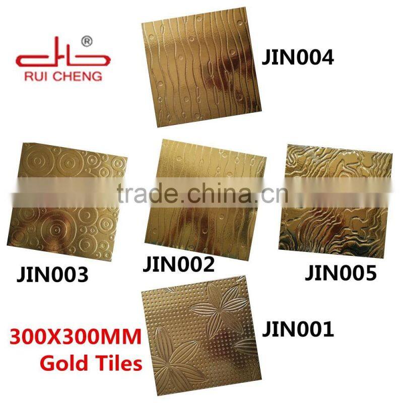 Fujian New design 300x300mm gold plating wall tiles from factory