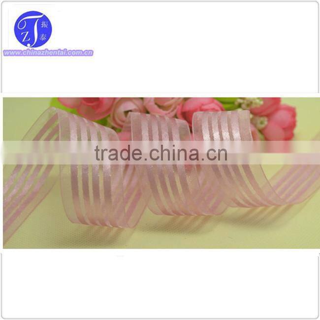 China Manufacturer supply colorful satin edges organza ribbon with gold wire