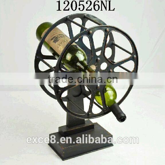 Handmade antique metal wine bottle carrier