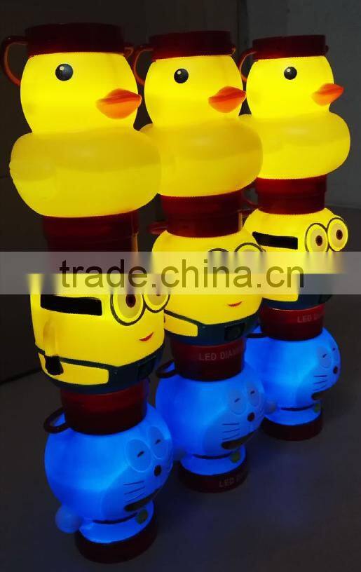 2016 new item funny cartoon projection toy lantern for children with music and 7 colors flashing light