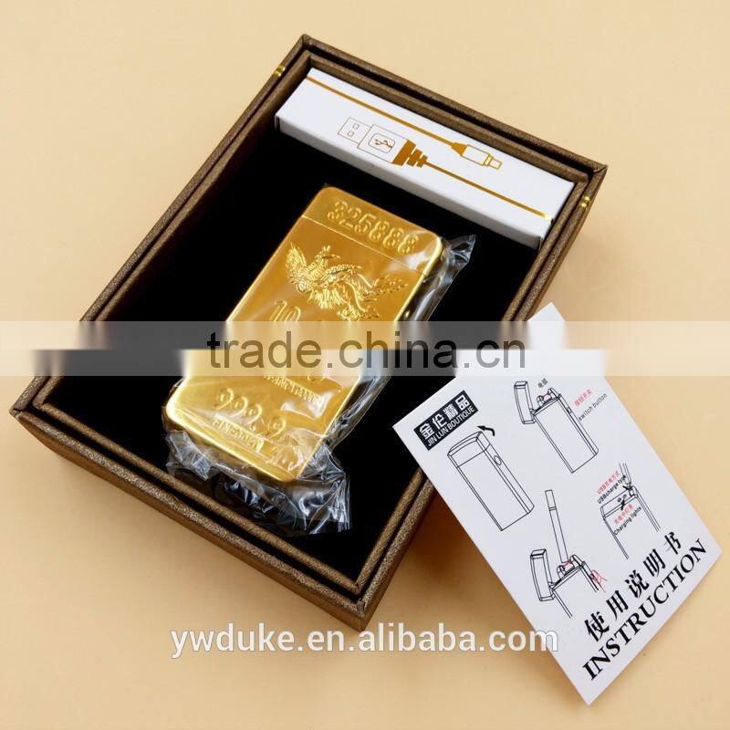 2016 new GT-689 double electronic arc lighter X electric arc gold lighter with logo printed