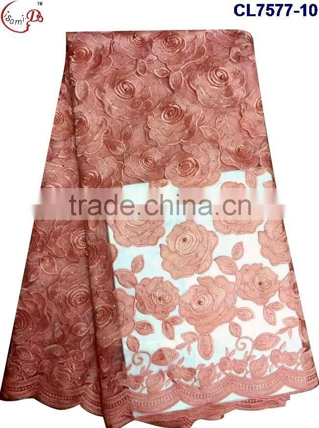 CL7577 2016 Chowleedee High quality Top Fashion Latest Design beaned lace fabric