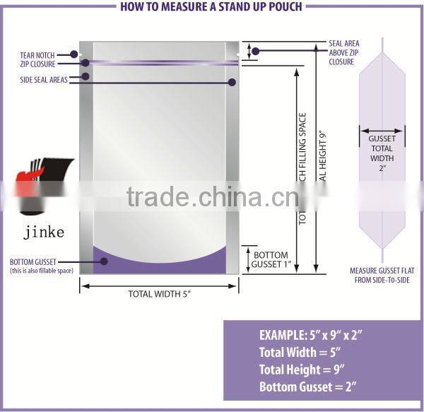Custom Standing up Snack Packaging bag