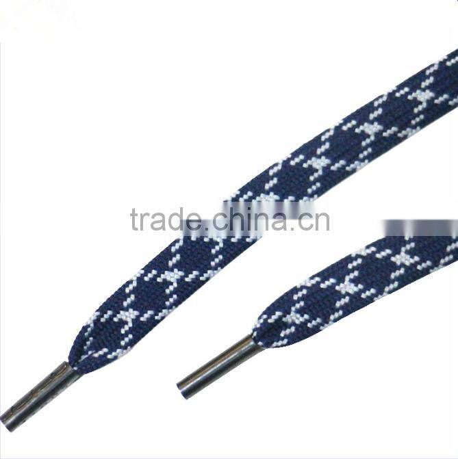 Custom hot selling polyester falt waxed non-waxed hocky shoelaces