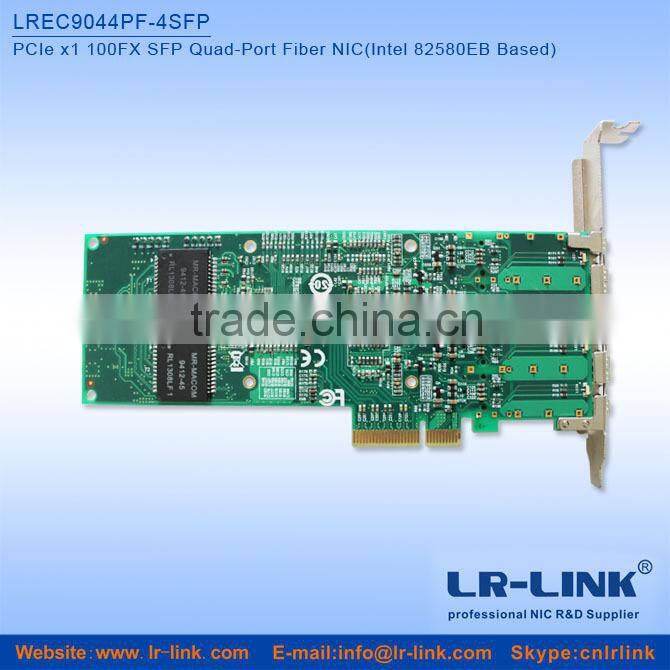 LREC9044PF-4SFP PCIe x1 100FX Quad SFP Port Fiber NIC (Intel 82580 Based) Unique