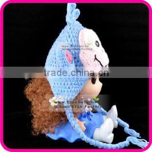 baby knitting winter hat in pig pattern