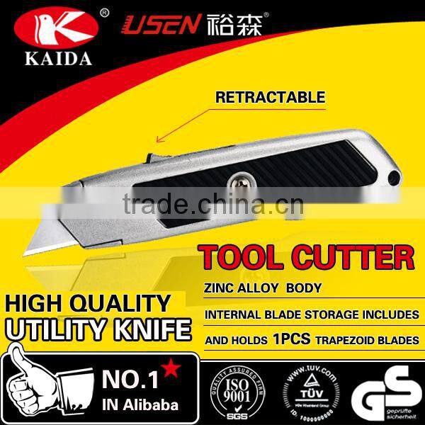 tool cutter 3pcs Trapezoid blade Zinc alloy Auto Retractable Utility Cutter Knife