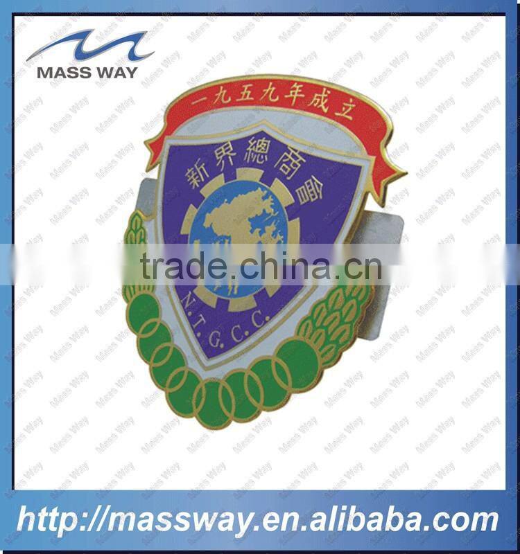 customized enamel etched flower shape brass pin badge