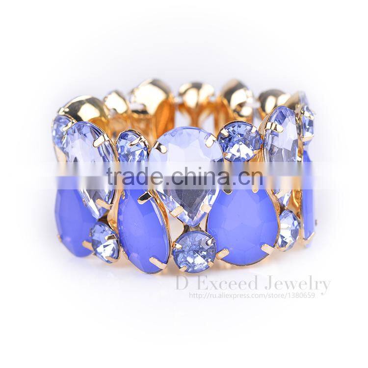 Free sample 2016 new design expandable wire Custom lady rhinestone bracelet