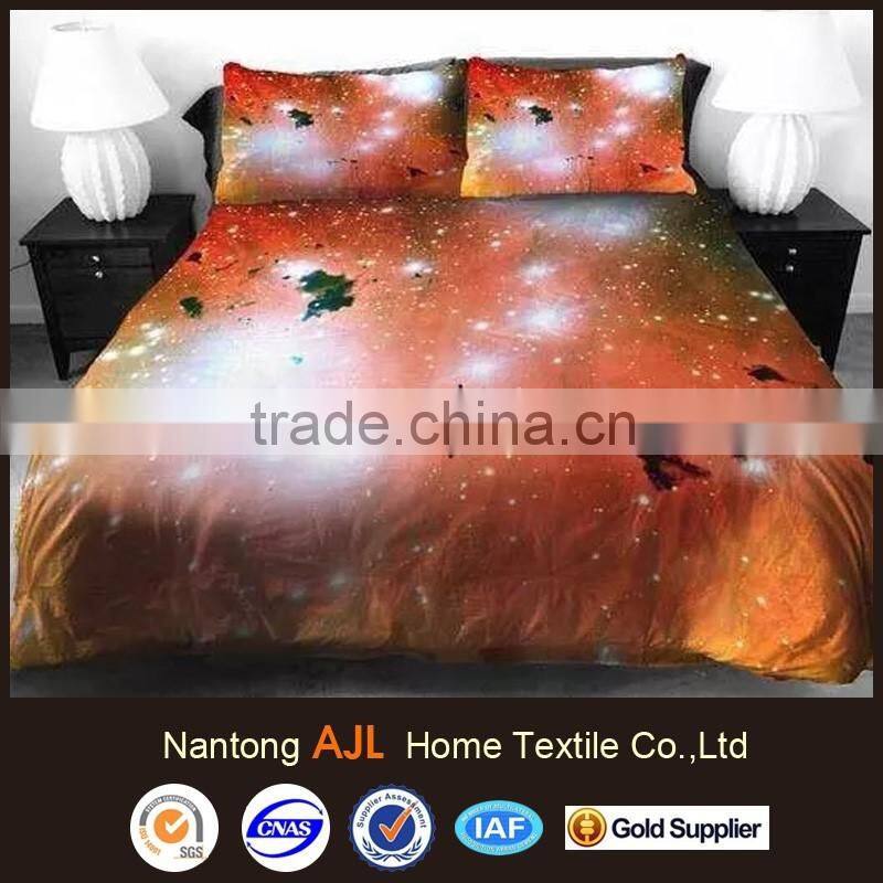 Wonders of Orange Universe Print 4-Piece Duvet Cover Sets/Galaxy Bedding