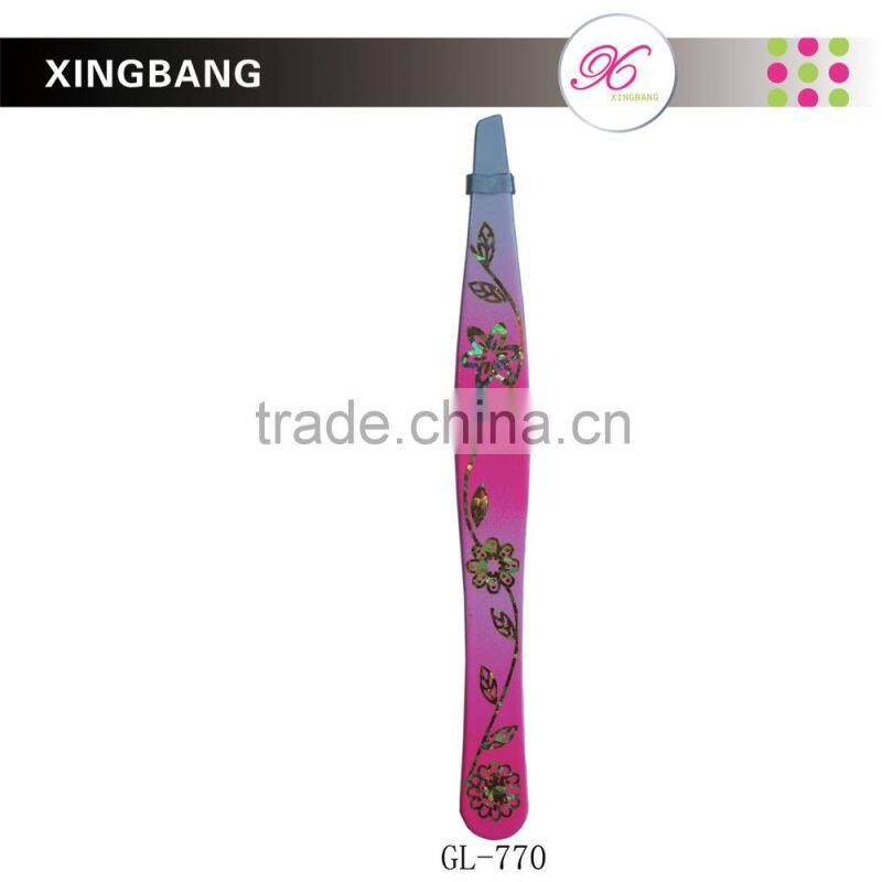 promotional spray painting tweezer, personal care tools with gilding design