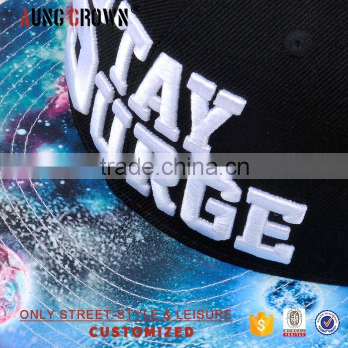 fashional printed hat,acrylic hat snapbacks,galaxy brim snapback hats