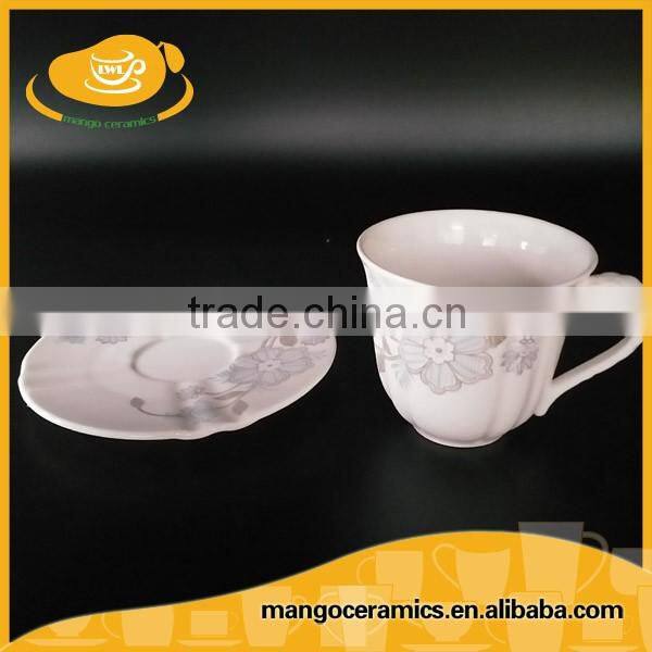 Modern fancy ceramic expresso coffee cup and saucer