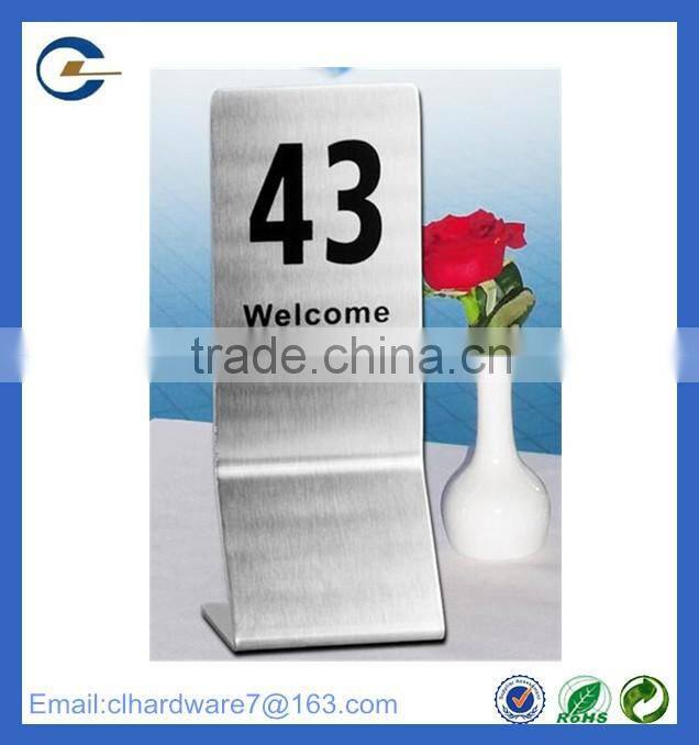 Customized simple style restaurant stainless steel table menu or number holders