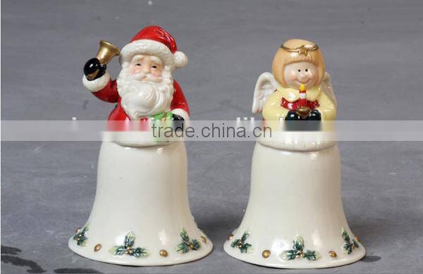 ceramic handmade christmas bell santa claus and angle design