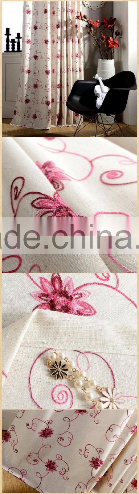New luxury european curtain- one uni color chain embroidery T/C fabric half blackout