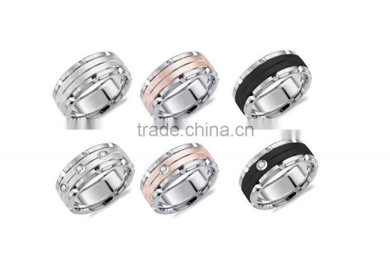2016 fashion ring hot selling ring wholesale carbon fiber gold plating tungsten carbide ring