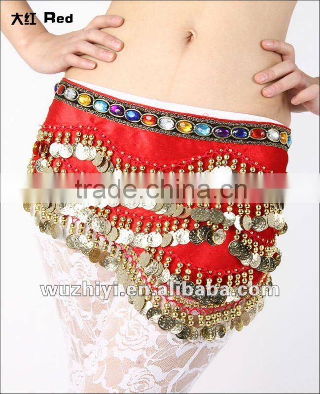 Beaded golden coin velvet belly dance hip belts YL063