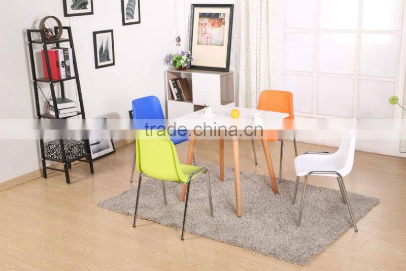 Stackable cheap plastic back metal frame chair legs