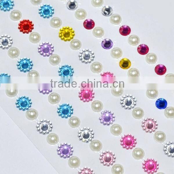 Custom rhinestone sticker sheet colorful crystal pearl bling sticker self-adhesive acrylic sticker for car gift decoration