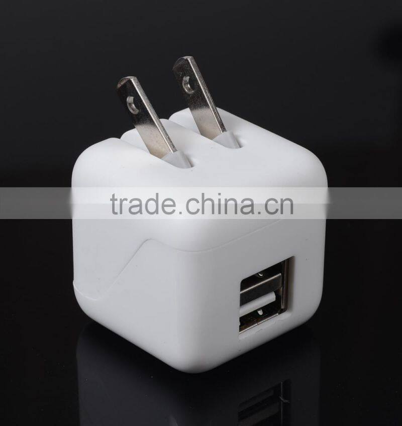 ETL certified 5V 2.1A Super Mini Dual USB travel charger with foldable US plug for iPhone 6S 6Plus 5S