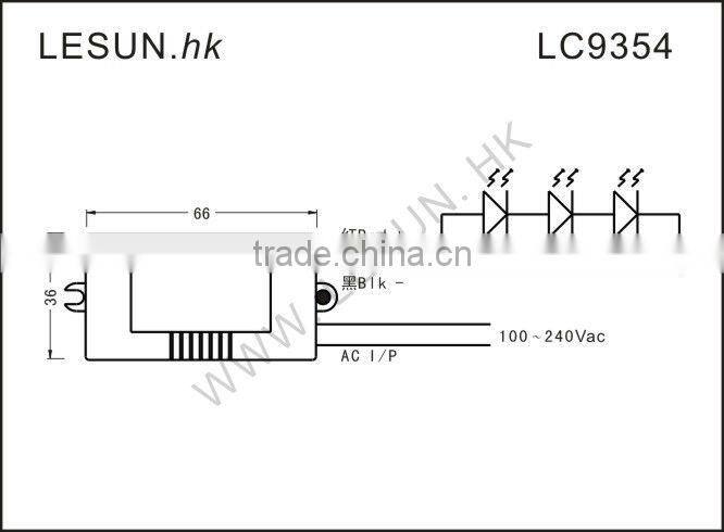 DC350mA 8W contant current led powerly supply /driver LC9354