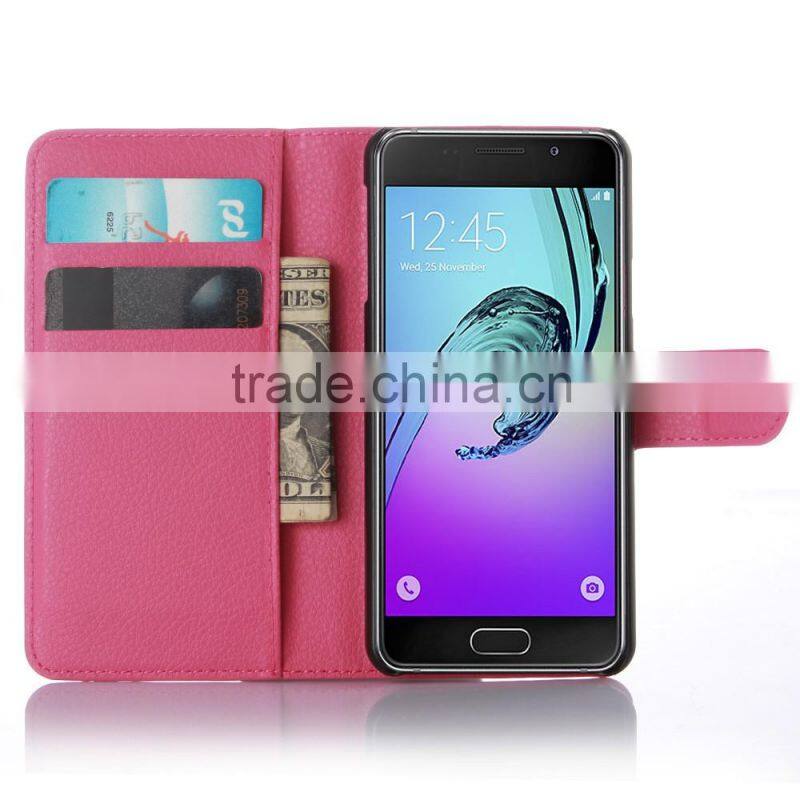 Factory Price Lichee Leather Pouch Wallet Case Folio Stand Cover for Samsung GALAXY A3 A310
