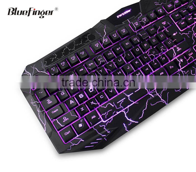 High Quality USB Wired gamer keyboard in cool crack backlit