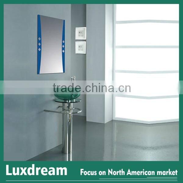 Simple design floor standing glass bathroom vanity with towel rack