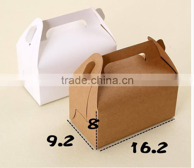 cheap 300g brown or white kraft paper cake box with handle ,