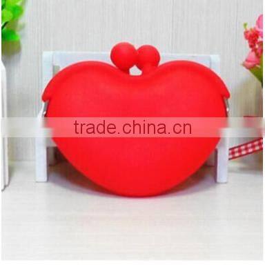 Wholesale high quality heart shaped silicone purse,coin purse of silicone