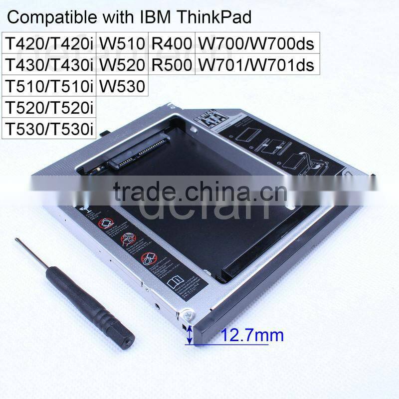 12.70mm 2.5' sata 2nd hdd enclosure/caddy/case for IBM thinkpad R400 W520