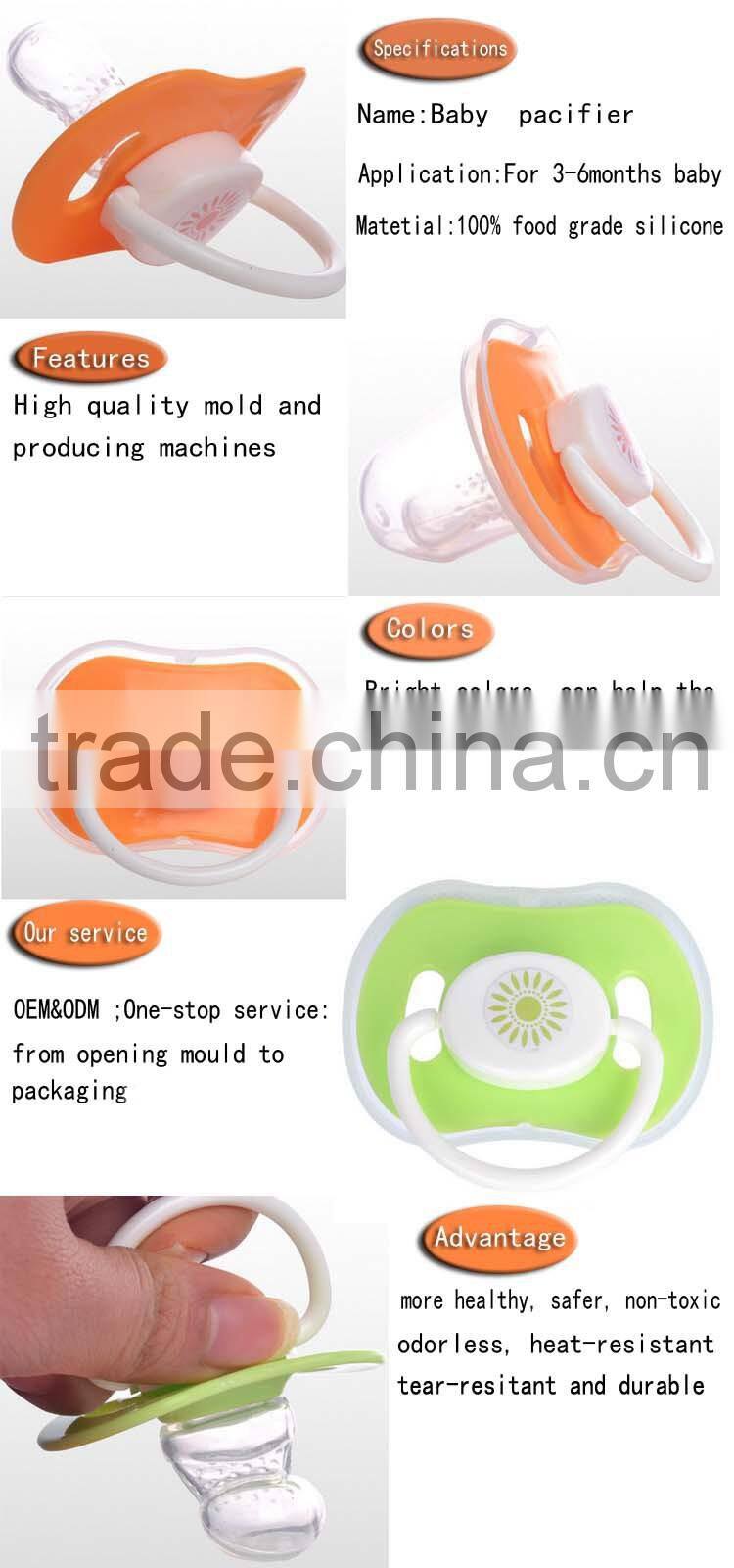 Baby accessories safe silicone round and flat head nipple funny baby pacifier