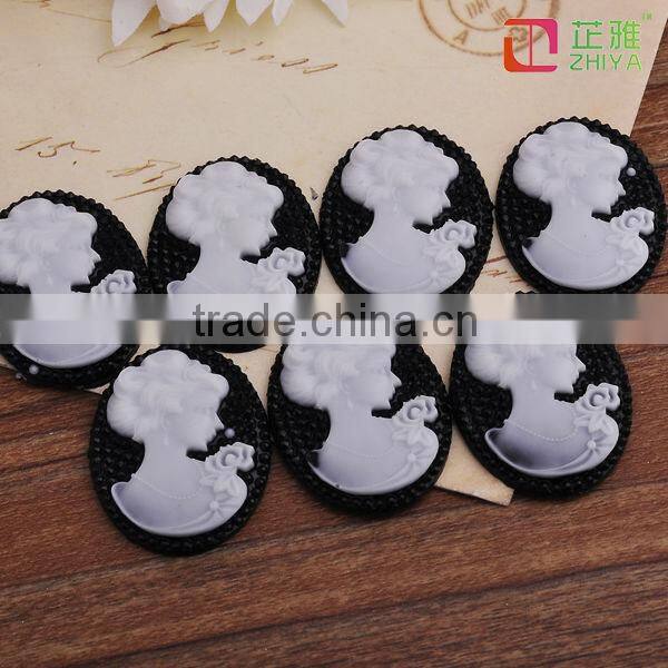 Fashion flat back resin lady cameo wholesale