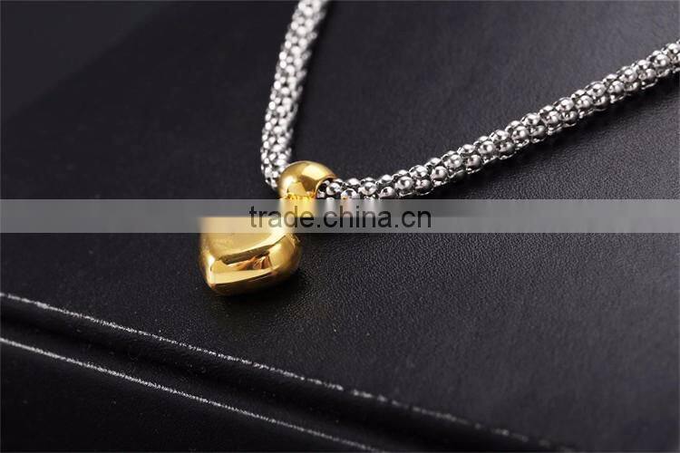 fashion accessories latest silver stainless steel chain gold heart pendant necklace