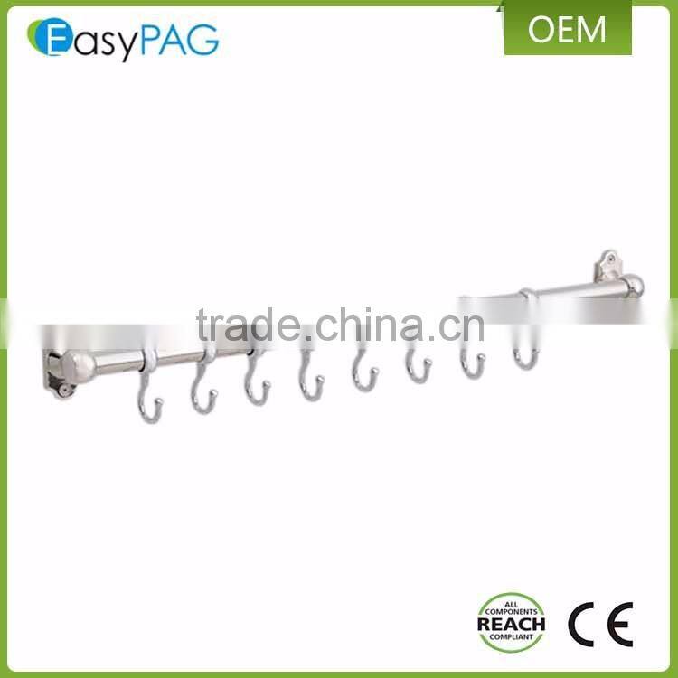 EayPAG Wall Mount Rail Bar and 8 Hooks Kitchen Organizer ,201 Stainless Steel