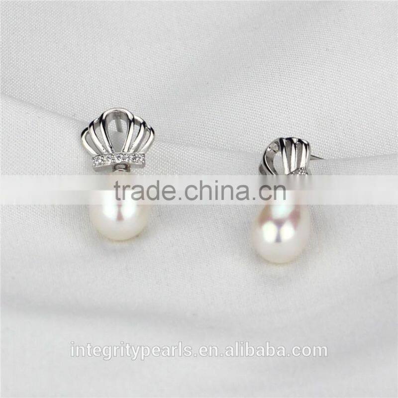 Drop pearl earring AAA 8-9mm wholesale freshwater white pearl earrings