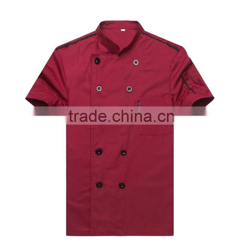 Designer 100% Egyptian cotton fabric double-breasted chef coat pampered chef